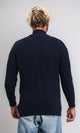 R212611 - Zipper Through Neck Knitted Sweater - Navy Blue