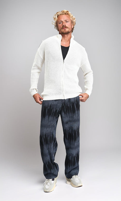 R212614 - Zipper Through Neck Knitted Sweater - Off-White