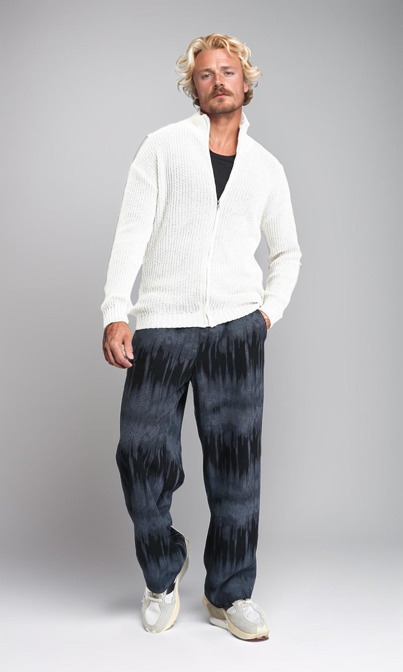 R212614 - Zipper Through Neck Knitted Sweater - Off-White