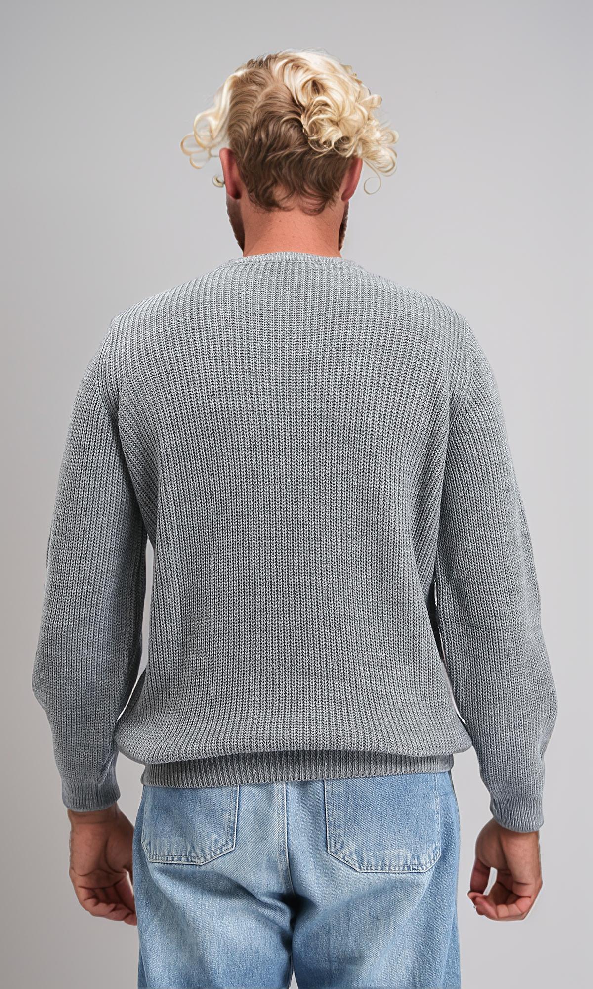 R212616 - Slip On Round Neck Knitted Pullover - Heather Dark Grey