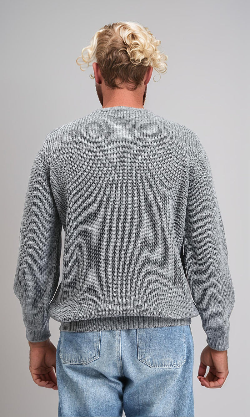 R212616 - Slip On Round Neck Knitted Pullover - Heather Dark Grey