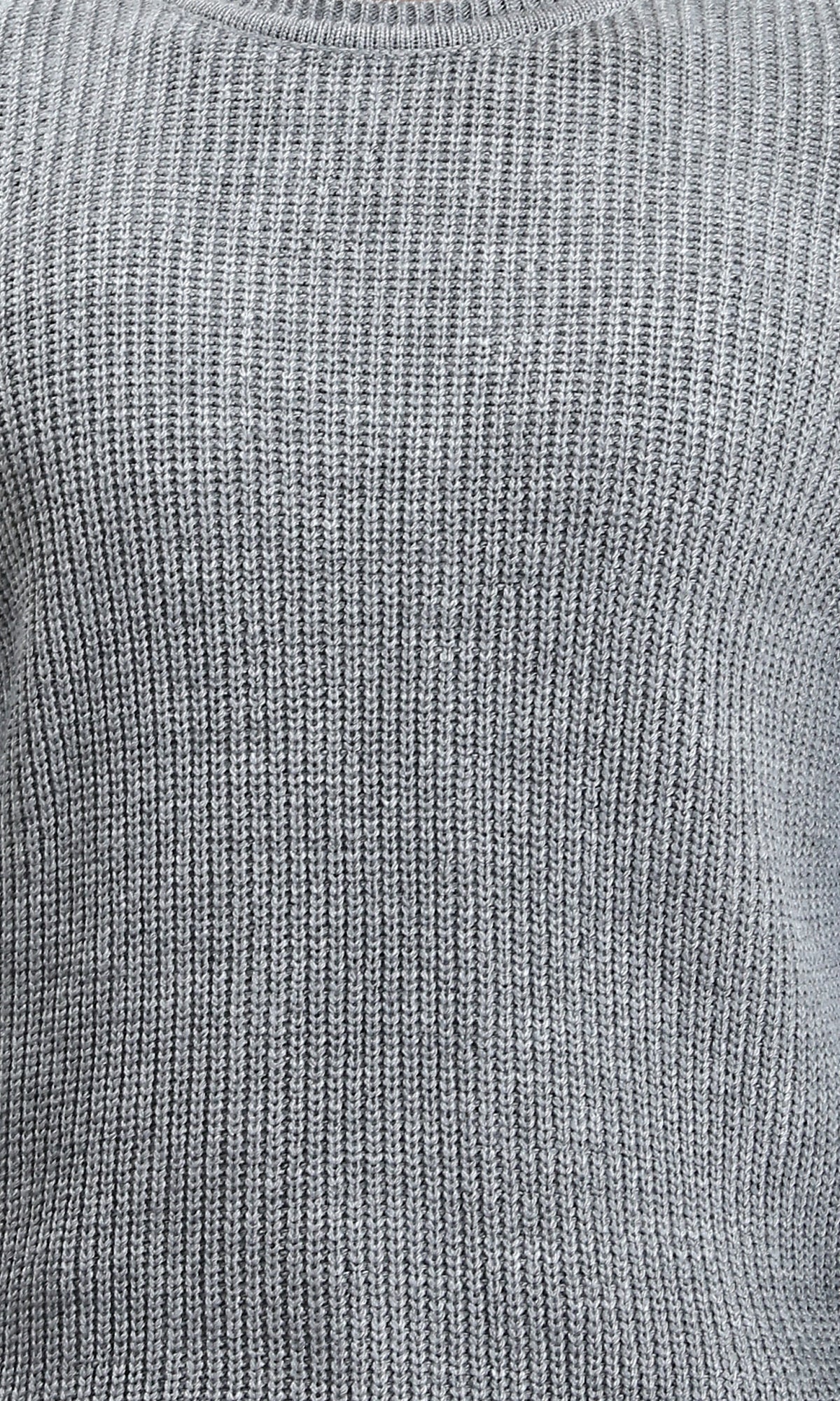 R212616 - Slip On Round Neck Knitted Pullover - Heather Dark Grey