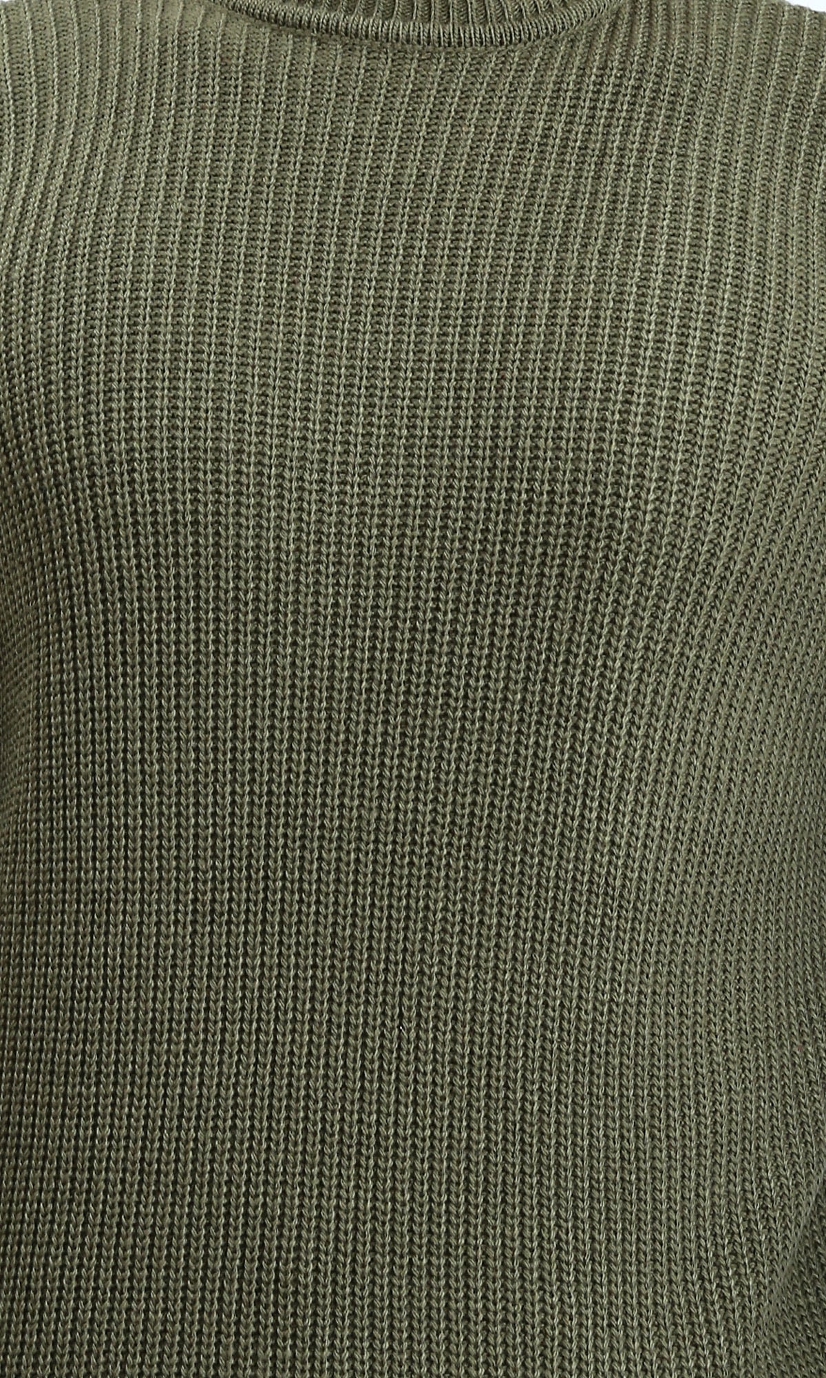 R212617 - Slip On Round Neck Knitted Pullover - Dark Olive