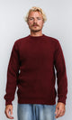 R212618 - Slip On Round Neck Knitted Pullover - Dark Burgundy