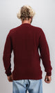 R212618 - Slip On Round Neck Knitted Pullover - Dark Burgundy