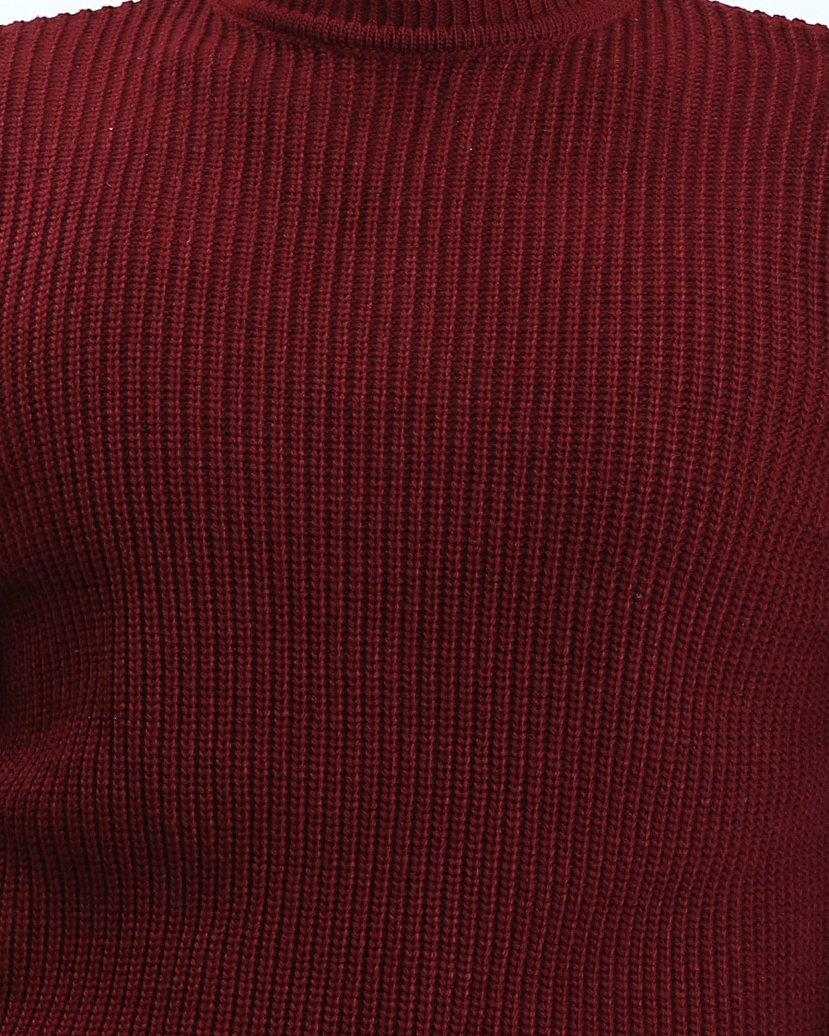 Ravin Men’s Chunky Ribbed Crewneck Knit Sweater – Burgundy - R212618