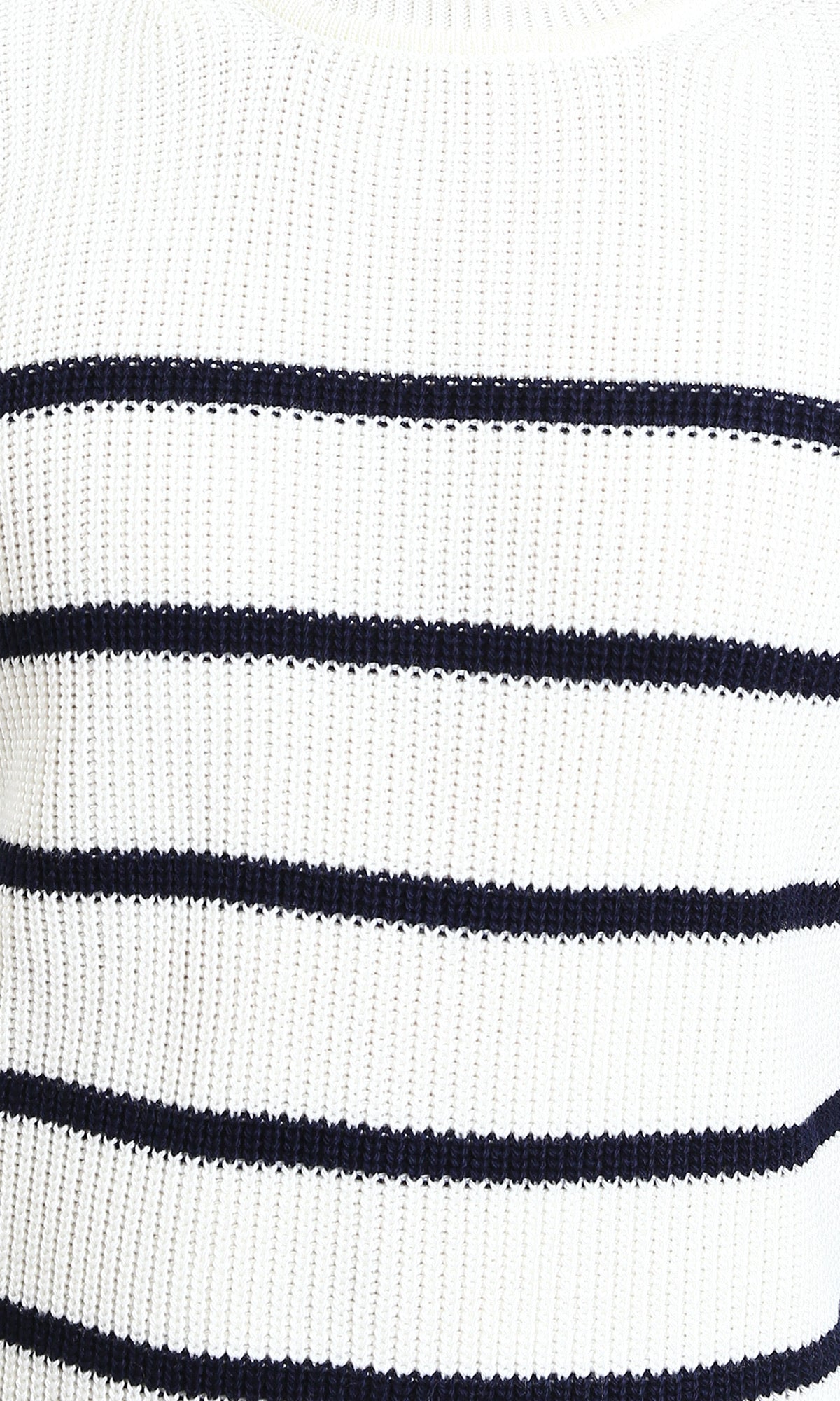 R212623 - Striped Chunky Knit Pullover - White & Black
