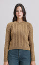 R212631 - Braided Knit Slip On Pullover - Coffee