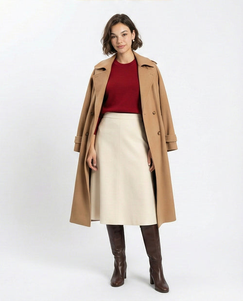 R212634 - Crew Neck Long Sleeves Ribbed Sweater - Dark Red