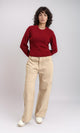 R212634 - Crew Neck Long Sleeves Ribbed Sweater - Dark Red