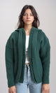 R212641 - Hooded Open Neckline Knitted Cardigan - Dark Green