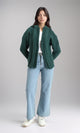 R212641 - Hooded Open Neckline Knitted Cardigan - Dark Green