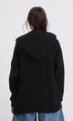 R212642 - Hooded Open Neckline Knitted Cardigan - Black