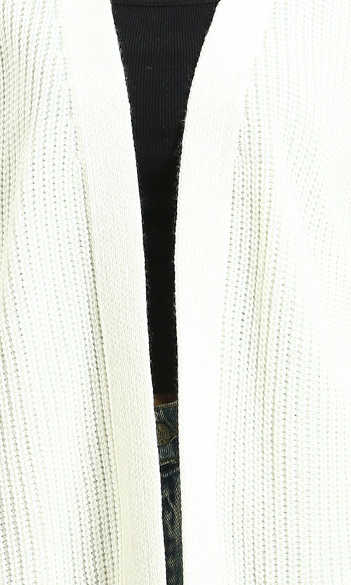 R212644 - Open Neckline Knitted Cardigan - Off-White