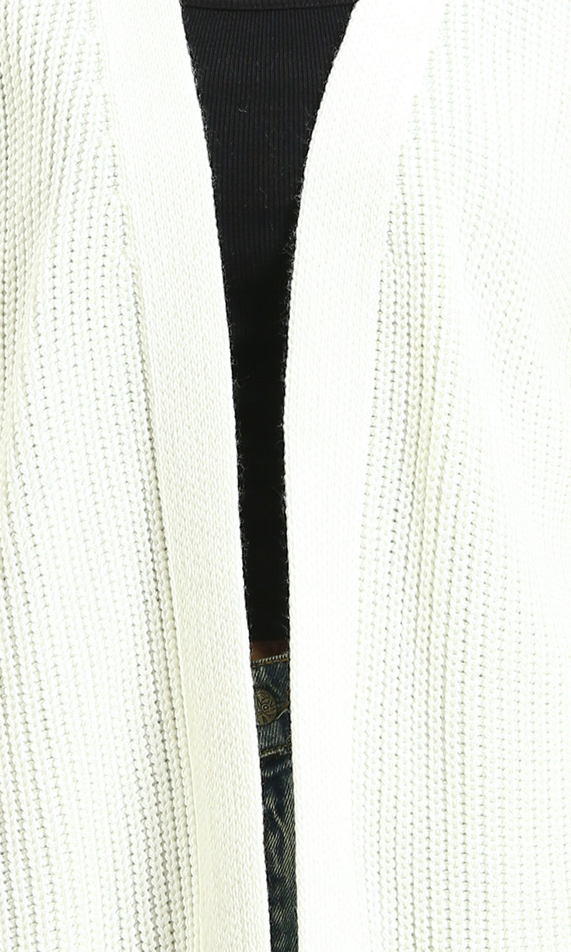 R212644 - Open Neckline Knitted Cardigan - Off-White