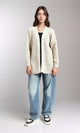 R212645 - Open Neckline Knitted Cardigan - Light Beige