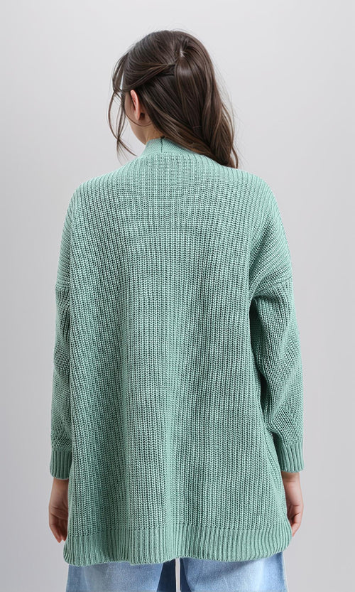 R212648 - Chunky Knit Slip On Cardigan - Mint