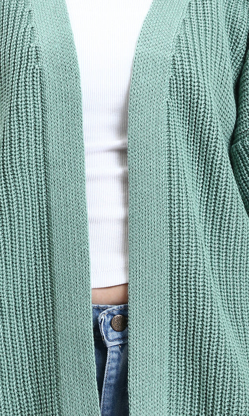 R212648 - Chunky Knit Slip On Cardigan - Mint