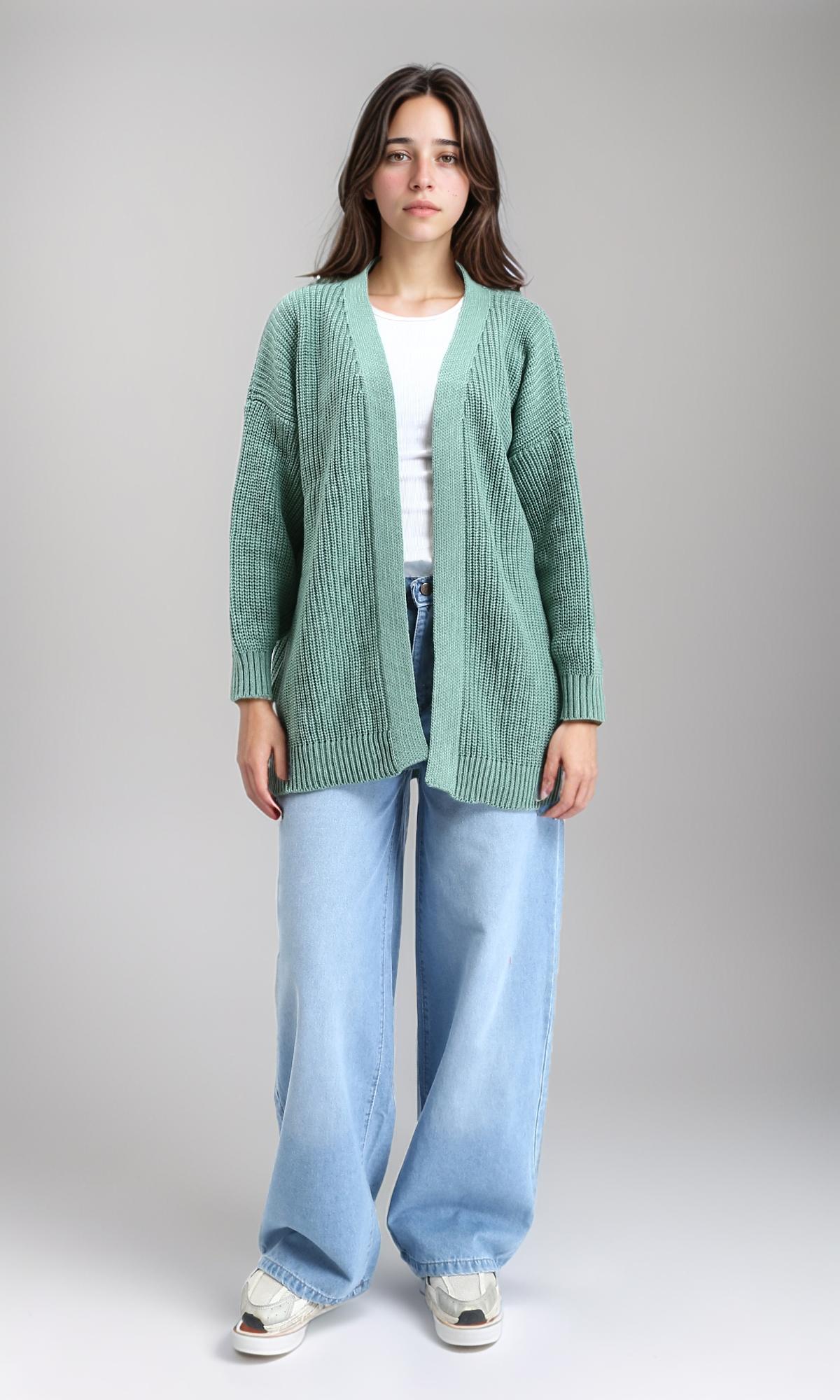 R212648 - Chunky Knit Slip On Cardigan - Mint