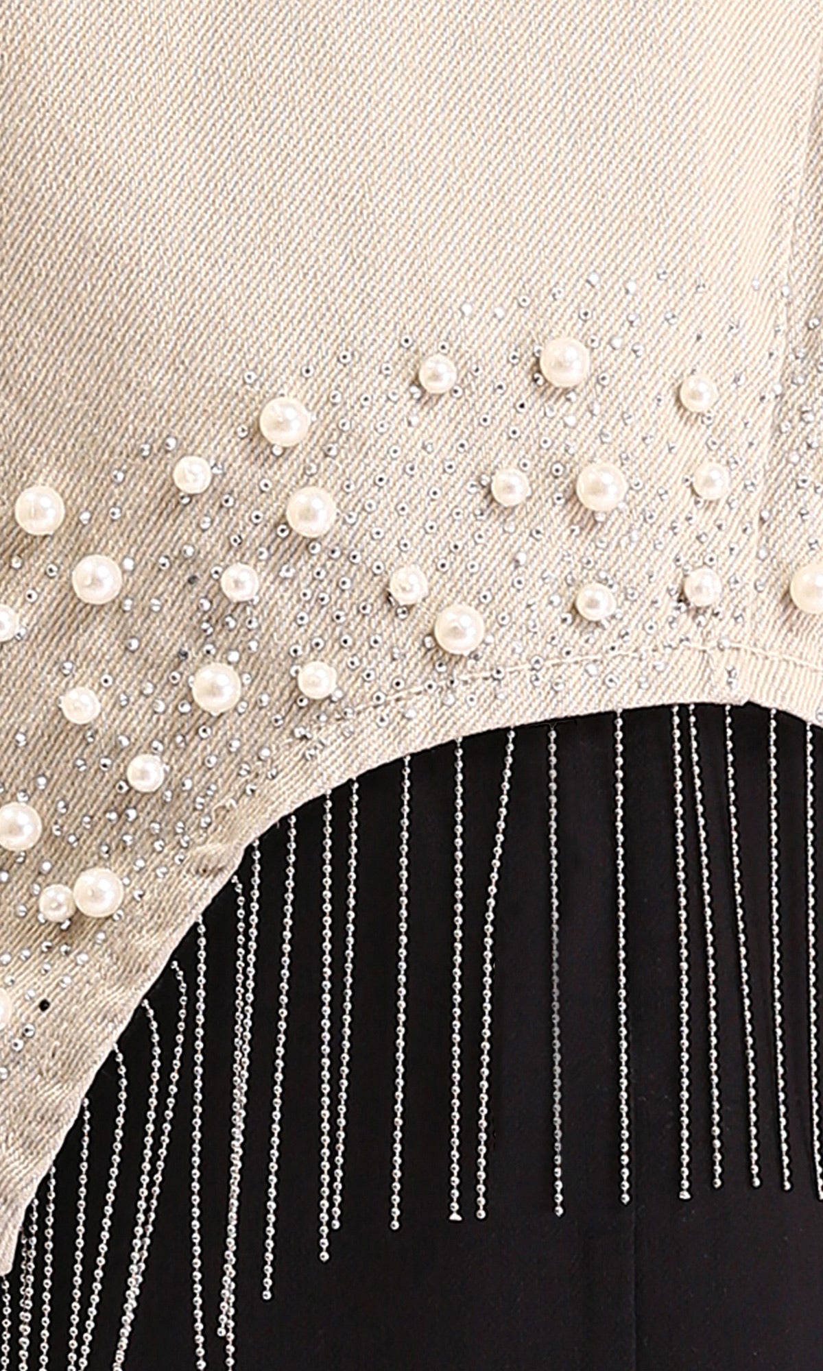 R212662 - Buttoned Shirt With Decorative Pearls - Beige