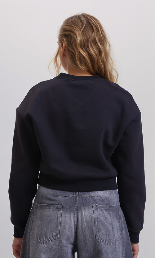 R212667 - Printed "Portland" Short Winter Sweatshirt - Black