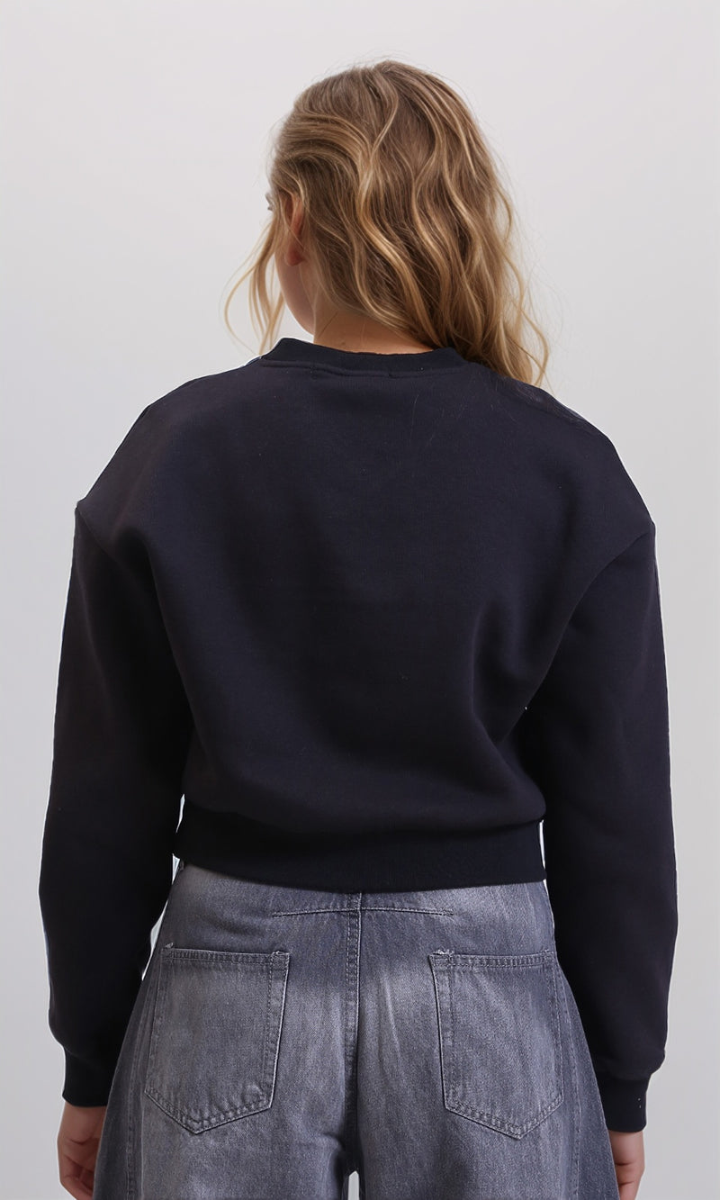 R212667 - Printed "Portland" Short Winter Sweatshirt - Black