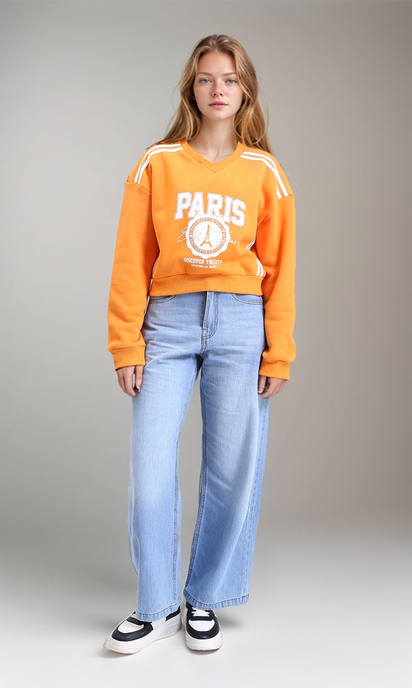 R212668 - "Paris" Sweatshirt with Lined Shoulders - Light Orange