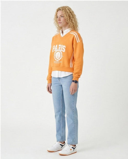 Ravin - "Paris" Sweatshirt with Lined Shoulders - Light Orange - R212668