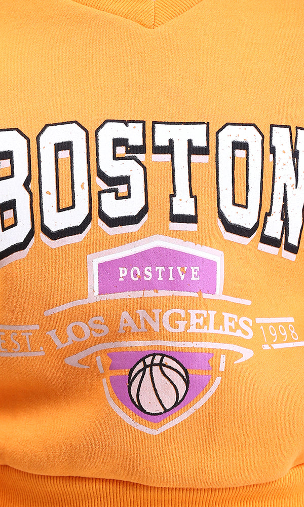 R212669 - "Boston" Short Sweatshirt with Hem - Light Orange