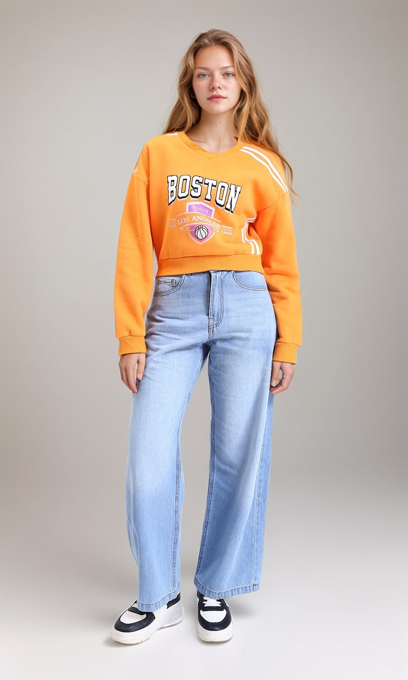 R212669 - "Boston" Short Sweatshirt with Hem - Light Orange