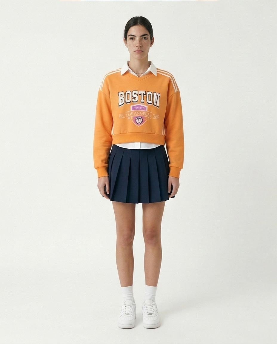 Ravin - "Boston" Short Sweatshirt with Hem - Light Orange -R212669