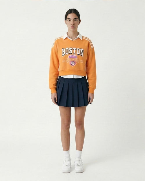 Ravin - "Boston" Short Sweatshirt with Hem - Light Orange -R212669