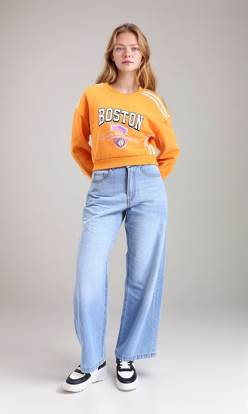 R212669 - "Boston" Short Sweatshirt with Hem - Light Orange