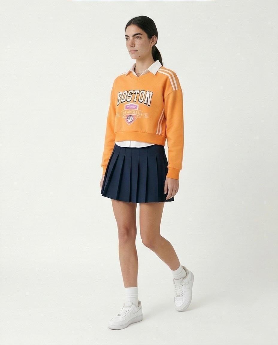 Ravin - "Boston" Short Sweatshirt with Hem - Light Orange -R212669
