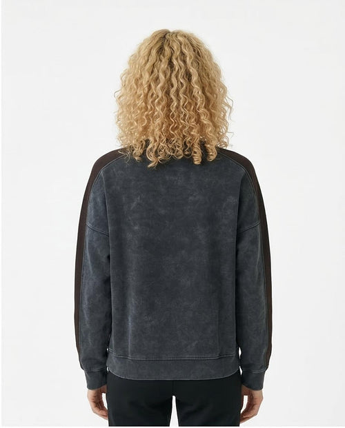 Ravin Women's Oversized V-Neck Melton Sweatshirt with Front Print – Off White - R212670