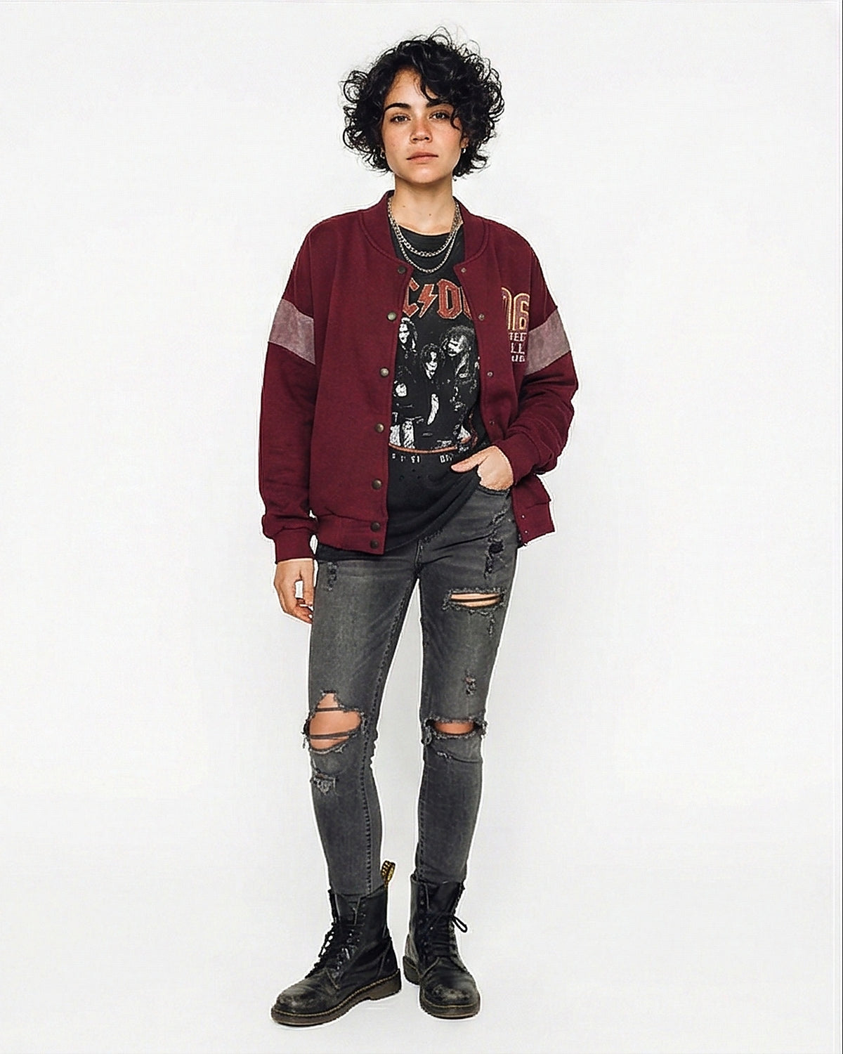 Burgundy Street Ball Games Varsity Bomber Sweatshirt