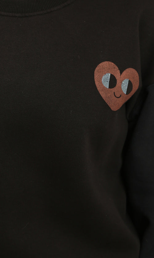 R212675 - Front & Back Print Crew Neck Sweatshirt - Black