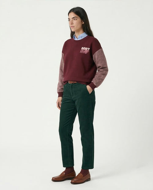Ravin Women's "DON'T STOP" Multi-Print Color-Block Sweatshirt – Burgundy & Rose Melton - R212676
