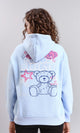 R212679 - Hooded Neck Printed Regular Hoodie - Light Blue