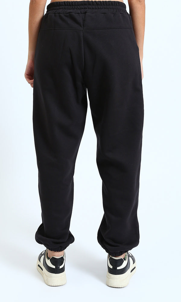R212680 - Elastic Waist Comfy Pants with Hem - Black