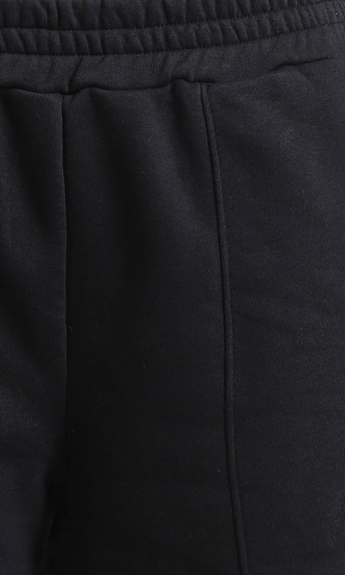 R212680 - Elastic Waist Comfy Pants with Hem - Black