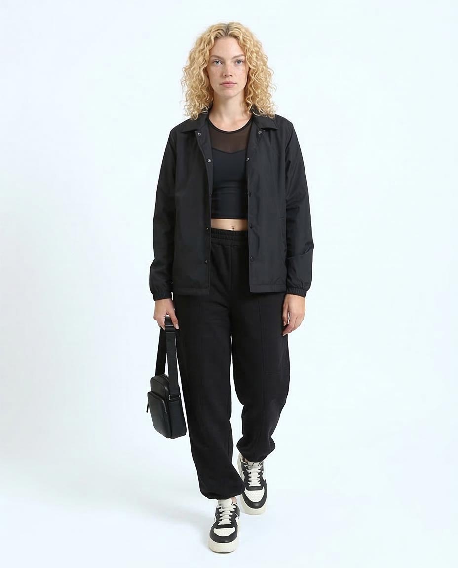 بنطال رياضي نسائي بقصة مريحة بجيوب من ريفين - أسود - R212680