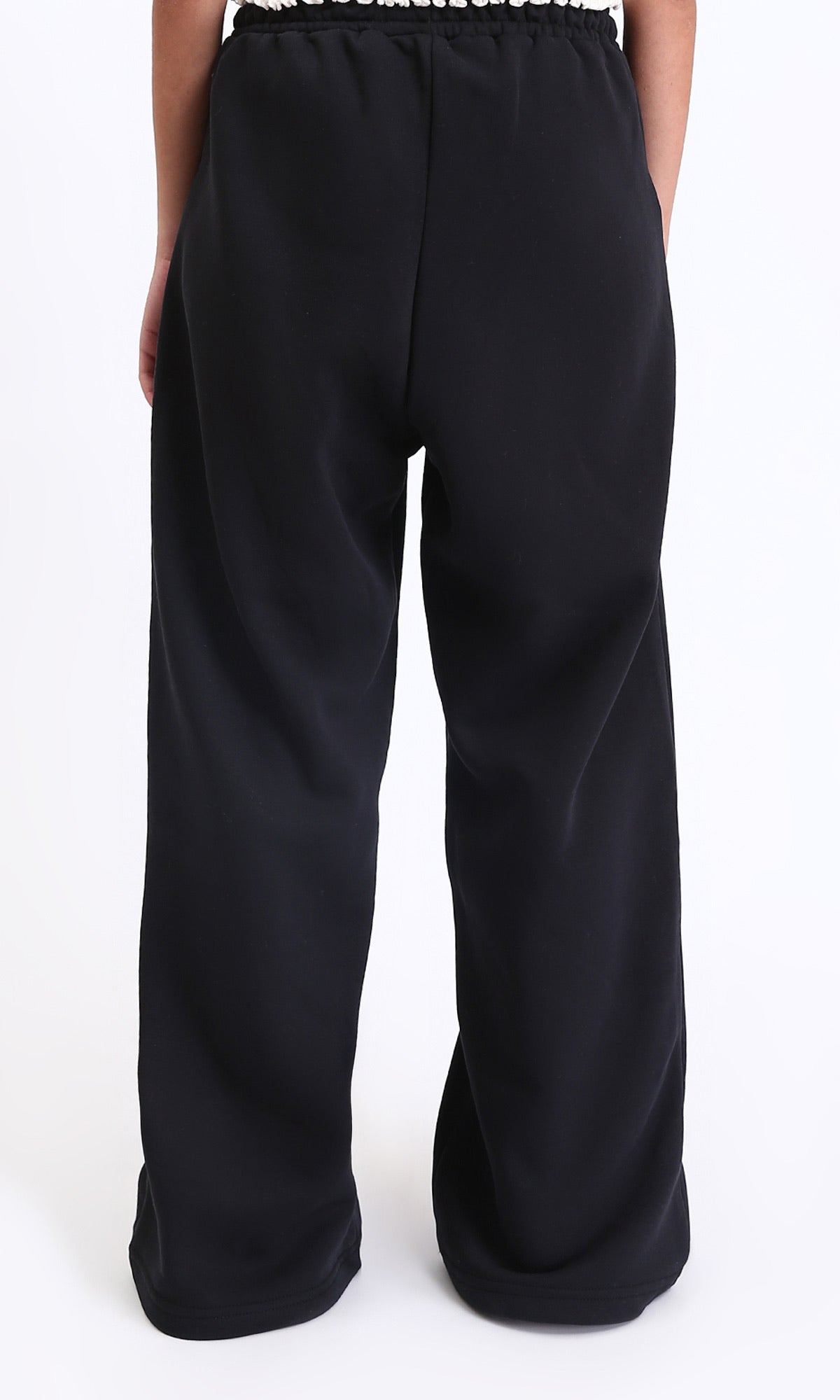 R212682 - Comfy Elastic Waist Cotton Wide Pants - Black