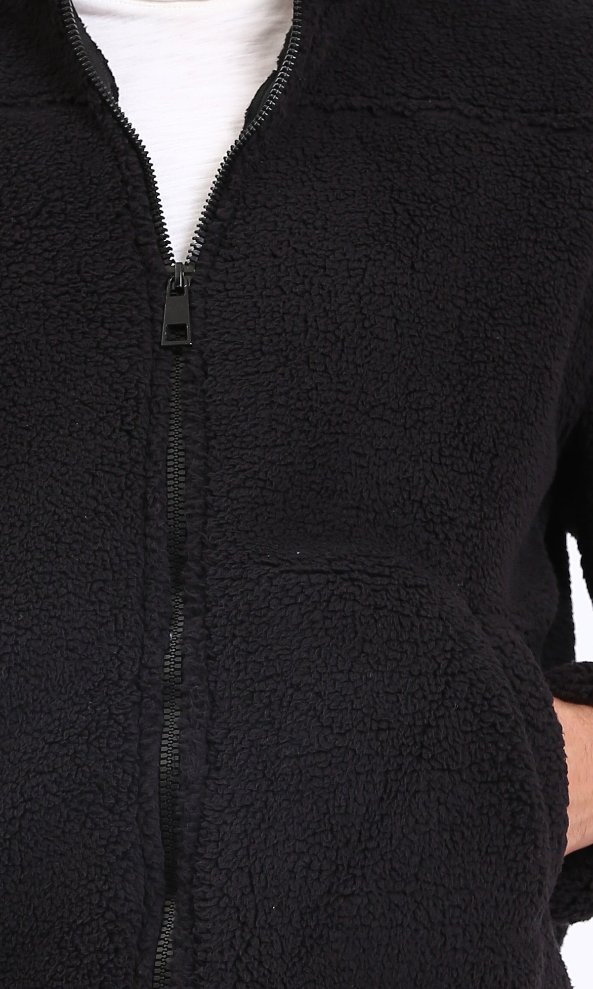 Black Fur Over Size Full Zip Jacket - R212776