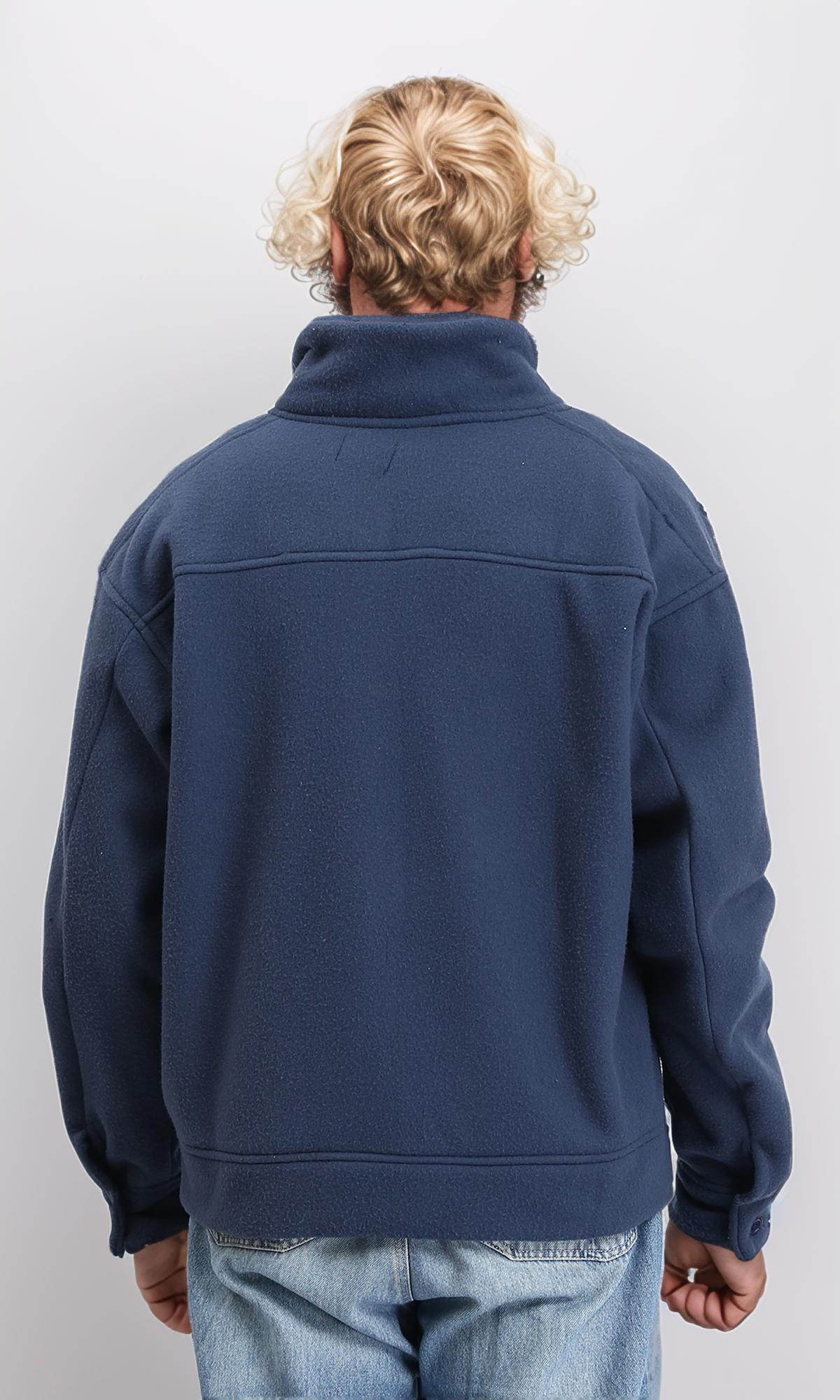 Navy Over Size Full-Zip Fur Hoodie - R212777