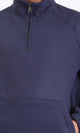 R212778 - Zipper Through Neck Solid Sweater - Navy Blue