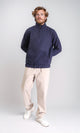 R212778 - Zipper Through Neck Solid Sweater - Navy Blue
