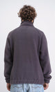 R212779 - Zipper Through Neck Solid Sweater - Dark Grey