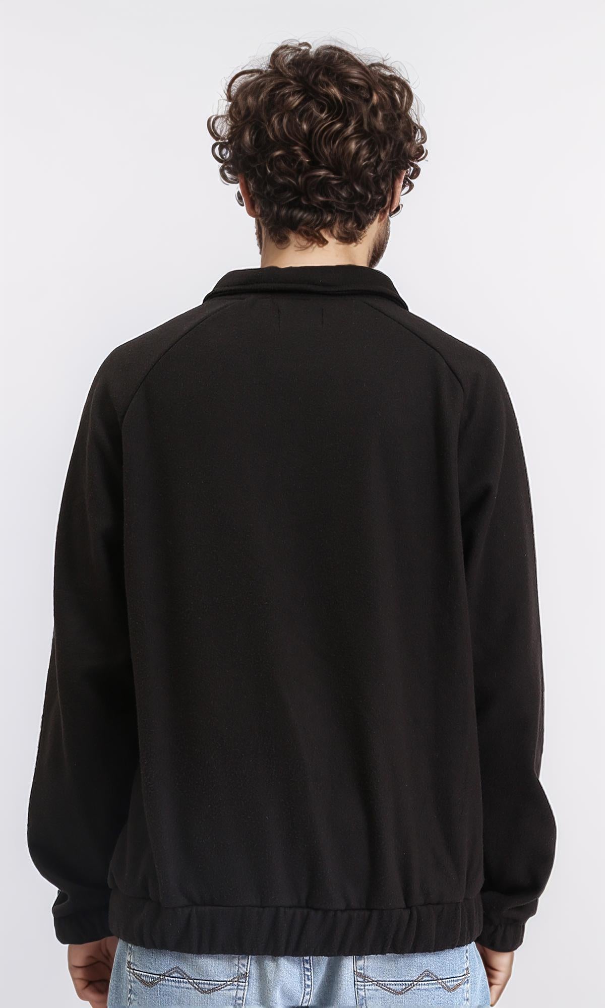 R212780 - Zipper Through Neck Solid Sweater - Black