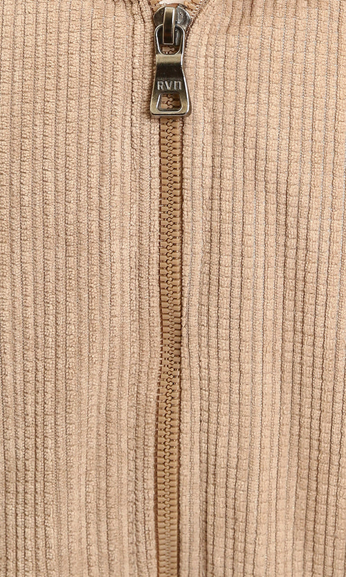 R212782 - Hooded Neck with Drawstring Jacket - Light Coffee